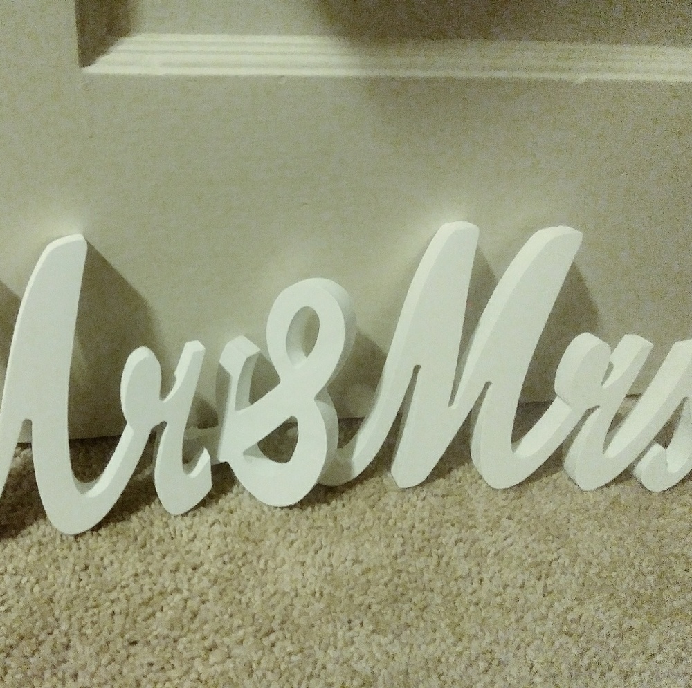 Wedding decor. White letters wood